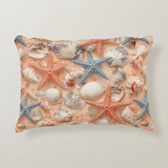Rustic Coastal - Seashells, Starfish, Reef (8) Decorative Cushion (Front)