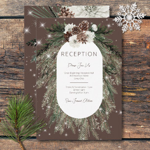 Rustic Cocoa Pine Winter Sparkle Reception  Enclosure Card