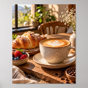 Rustic Coffee and Pastry Still Life Poster