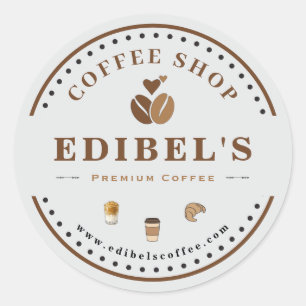 Rustic Coffee Shop Custom Logo Business Branding Classic Round Sticker