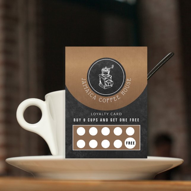 Rustic coffee shop logo chalkboard loyalty punch business card (Creator Uploaded)