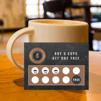 Rustic coffee shop punch holes chalkboard loyalty
