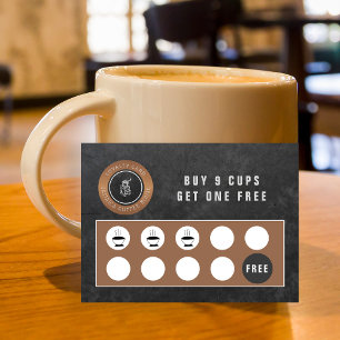 Rustic coffee shop punch holes chalkboard loyalty business card