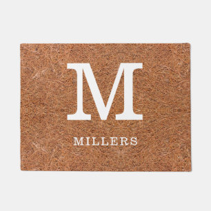 Rustic Coir Family Name Monogram Initial Doormat