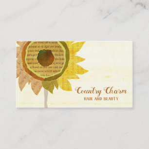 Rustic Collage Sunflowers Hair Stylist Business Card
