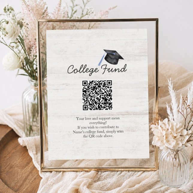 Rustic College Fund Graduation QR Code Poster (Creator Uploaded)