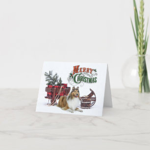 Rustic Collie Christmas Holiday Card