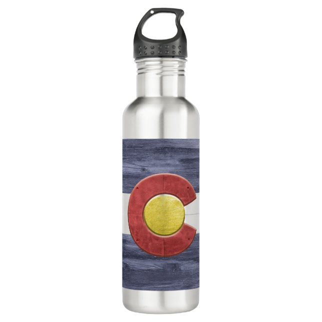 Rustic Colorado Flag 710 Ml Water Bottle (Front)