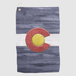 Rustic Colorado Flag Golf Towel