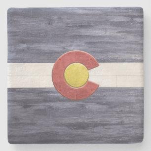 Rustic Colorado Flag Stone Coaster