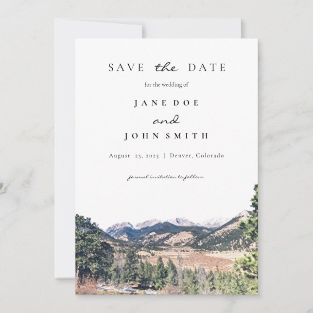 Rustic Colorado Mountains Wedding Save The Date (Front)