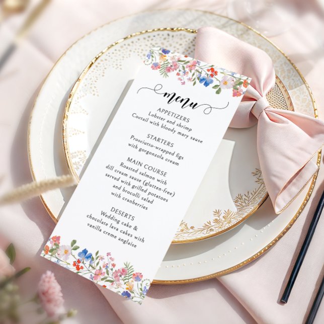 Rustic Colorful Floral Wildflower Bridal Shower Menu (Creator Uploaded)