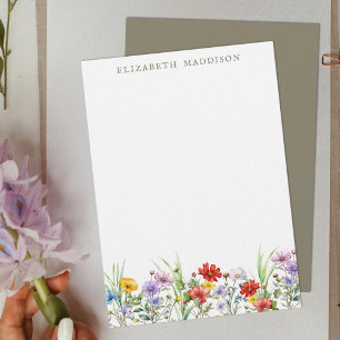 Rustic Colorful Watercolor Wildflowers Floral  Card