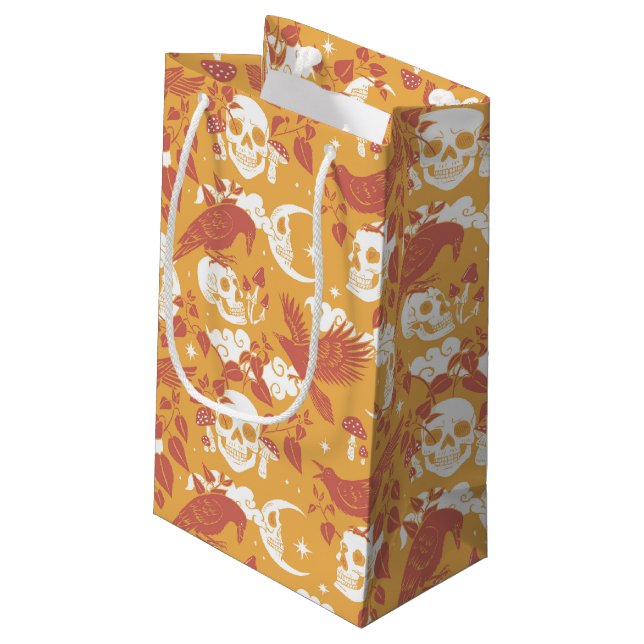 Rustic Colour Halloween Pattern Gift Bag (Back Angled)