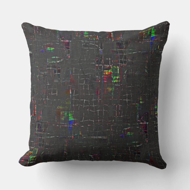 Rustic coloured drawing in night darkness up jute cushion (Front)