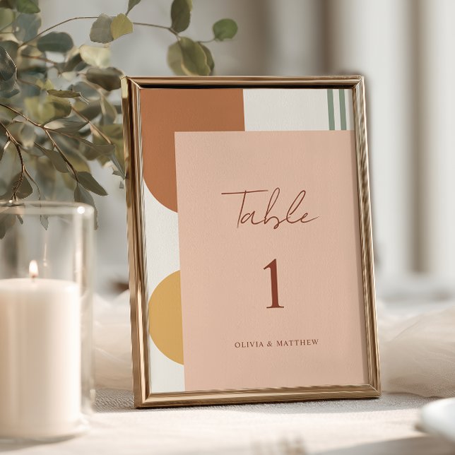 Rustic Colourful Arches Coral Pink Boho Wedding Table Number (Creator Uploaded)