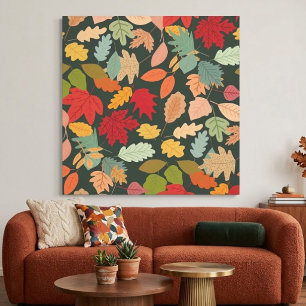 Rustic Colourful Autumn Leaves Seamless Pattern Canvas Print