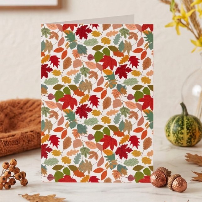 Rustic Colourful Autumn Leaves Seamless Pattern Card (Creator Uploaded)