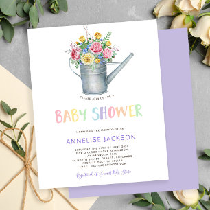 Rustic colourful floral baby BUDGET shower invite