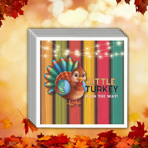 Rustic Colourful Little Turkey Baby Shower Napkin
