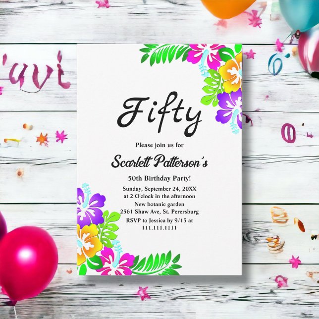 Rustic Colourful Roses Summer Floral 50th Birthday Invitation (Creator Uploaded)