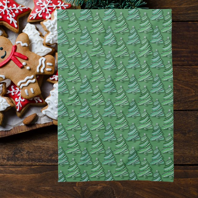 Rustic Colourful Vintage Christmas Tree Pattern Tea Towel (Creator Uploaded)