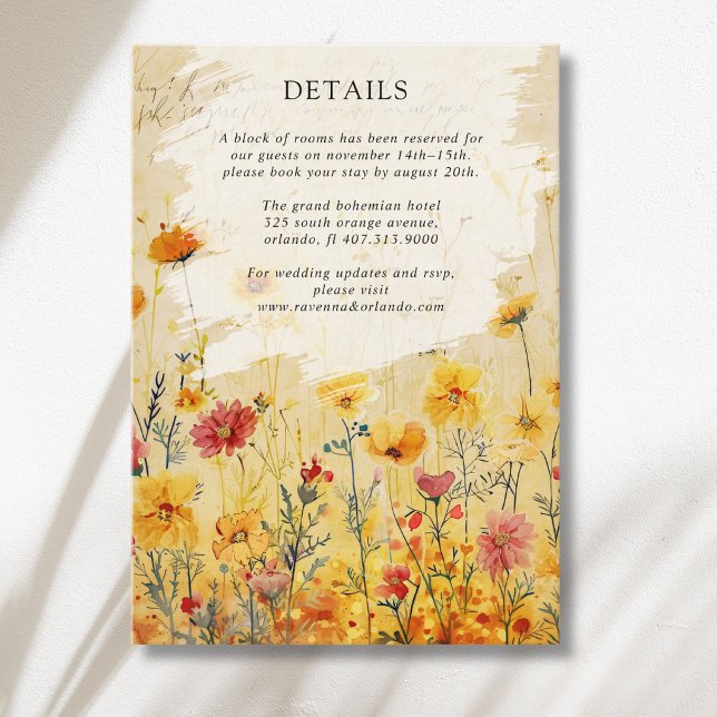 Rustic Colourful Wildflower Meadow Wedding Details Enclosure Card (Creator Uploaded)