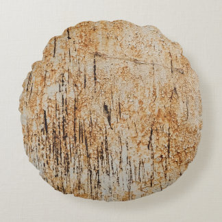 Rustic colours intertwine in corroded metal textur round cushion