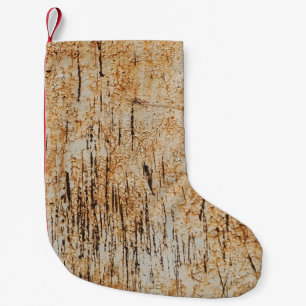 Rustic colours intertwine in corroded metal textur small christmas stocking