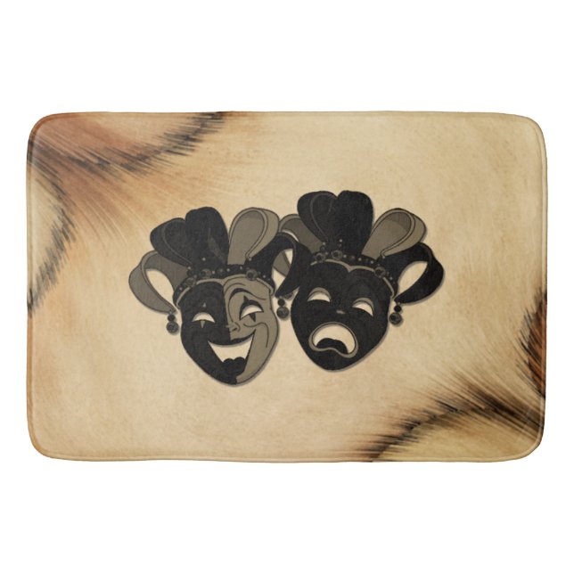 Rustic Comedy and Tragedy Theatre Design Bath Mat (Front)