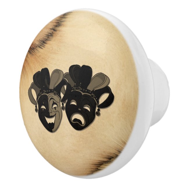 Rustic Comedy and Tragedy Theatre Design Ceramic Knob (Right)