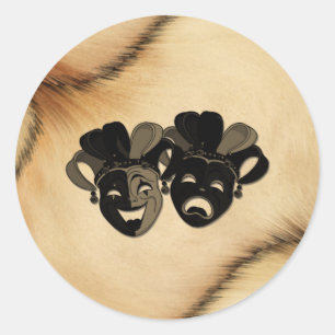 Rustic Comedy and Tragedy Theatre Design Classic Round Sticker