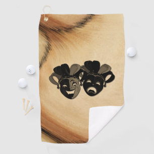 Rustic Comedy and Tragedy Theatre Design Golf Towel