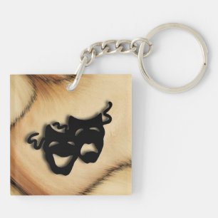 Rustic Comedy and Tragedy Theatre Masks Key Ring