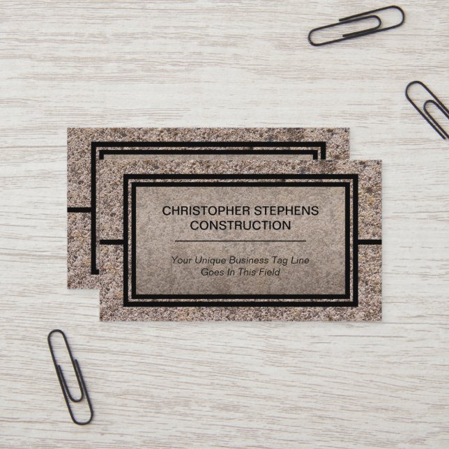 Rustic Concrete Construction Business Business Card (Front/Back In Situ)