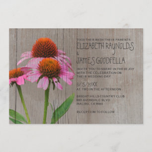 Rustic Coneflower Wedding Invitations