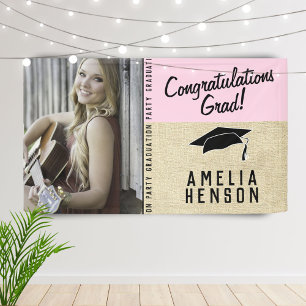 Rustic Congratulations Grad Graduation Party Photo Banner