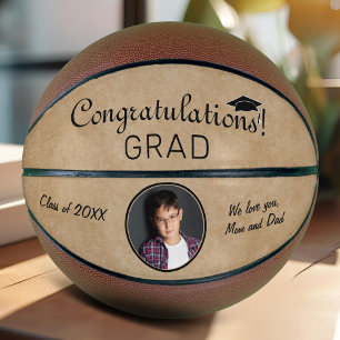 Rustic Congratulations Grad Graduation Photo Basketball