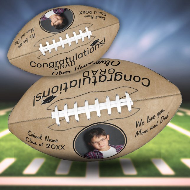 Rustic Congratulations Grad Graduation Photo Football (Creator Uploaded)