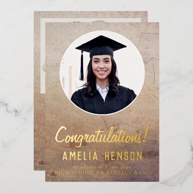 Rustic Congratulations Graduate 2 Photo Graduation (Front/Back)