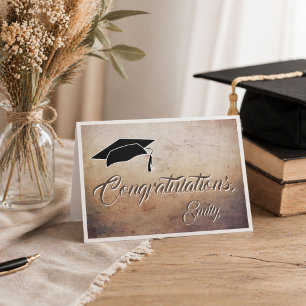 Rustic Congratulations Graduation Cap Card