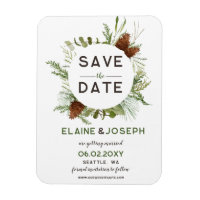 Rustic Conifer Pine cone wedding Save the Date