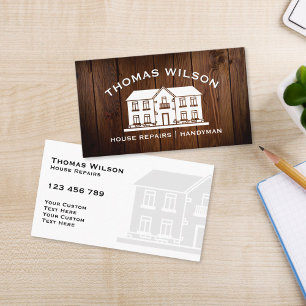 Rustic Construction Handyman Carpenter Tools Wood Business Card