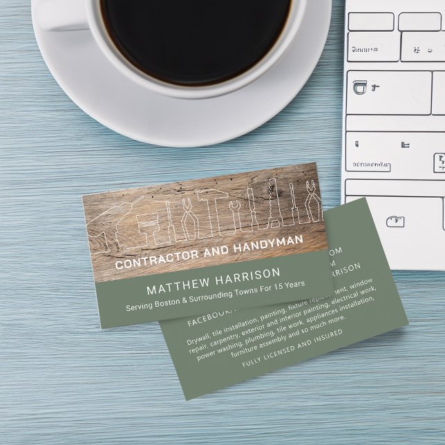 Rustic Construction Handyman Tools Wood Business Card (Rustic Construction Handyman Tools Wood Business Card)