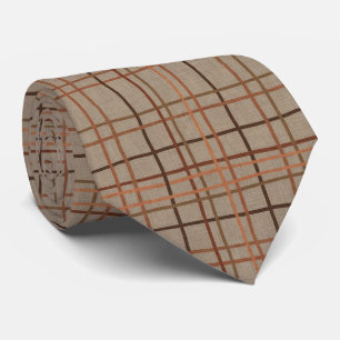 Rustic Copper and Earthy Brown Linear Texture Tie
