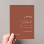Rustic Copper Editorial Modern Wedding Acrylic Invitations<br><div class="desc">This design is part of a simple and modern editorial wedding invitation suite in a rustic shade of copper.</div>