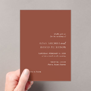 Rustic Copper Editorial Modern Wedding Acrylic Invitations