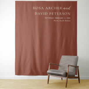 Rustic Copper Editorial Modern Wedding Backdrop Tapestry