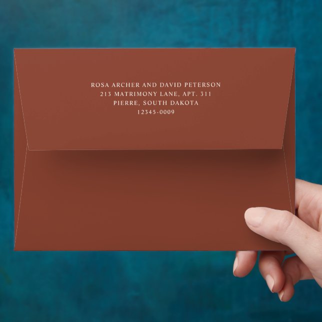 Rustic Copper Editorial Modern Wedding Envelope (Hand)