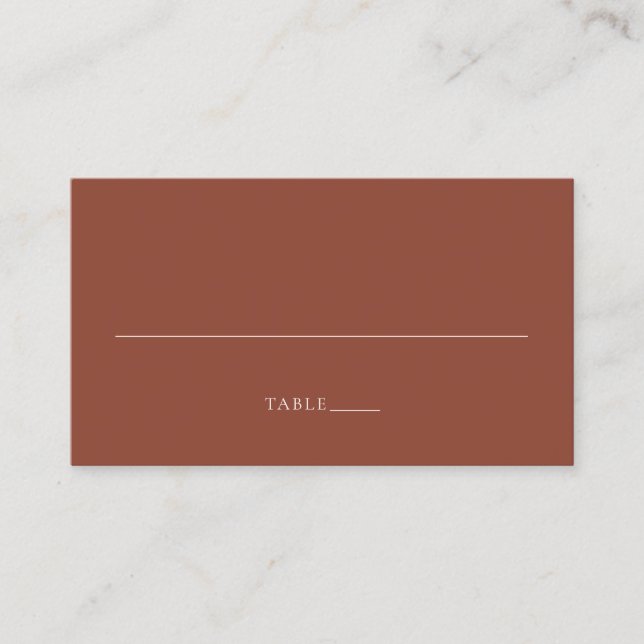Rustic Copper Editorial Modern Wedding Place Card (Front)